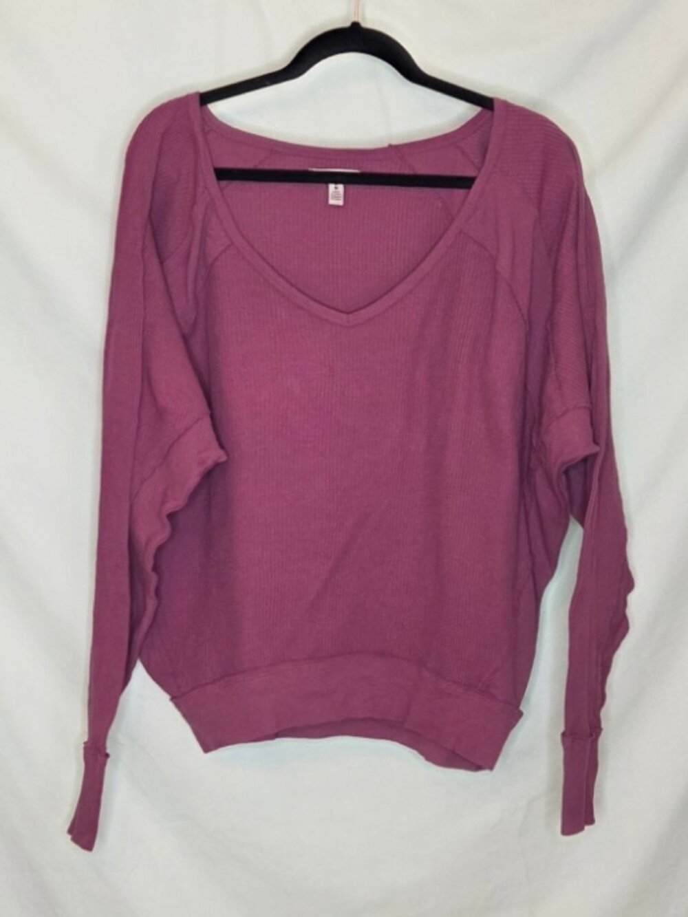 Free People Waffle Knit Sweatshirt - Dark Pink - Sz. Medium